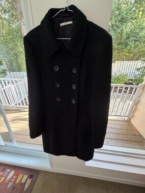 Manteau caban noir double boutonnage XANAKA chic mi-long Taille [X]